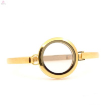 Wholesale 30mm 7''-8'' Plain Gold design stainless steel living glass lockets bangle bracelet for ladies